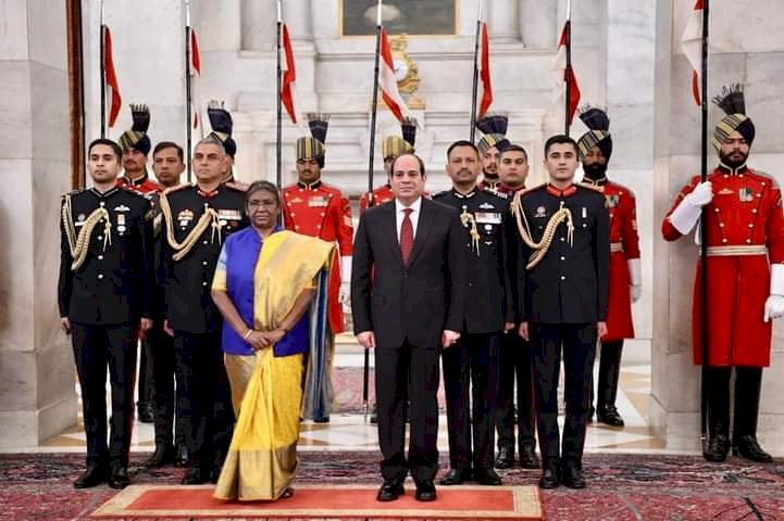 رئيسة جمهورية الهند تستقبل  الرئيس عبد الفتاح السيسى في قصر "راشتراباتي بهافان" الجمهوري بنيودلهي