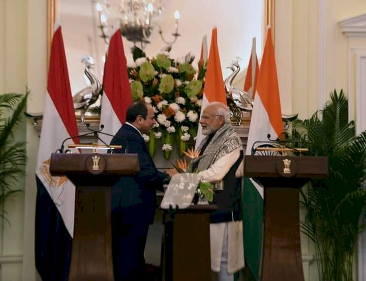 كلمة  الرئيس عبد الفتاح السيسي  خلال المؤتمر الصحفي المشترك مع رئيس وزراء جمهورية الهند  