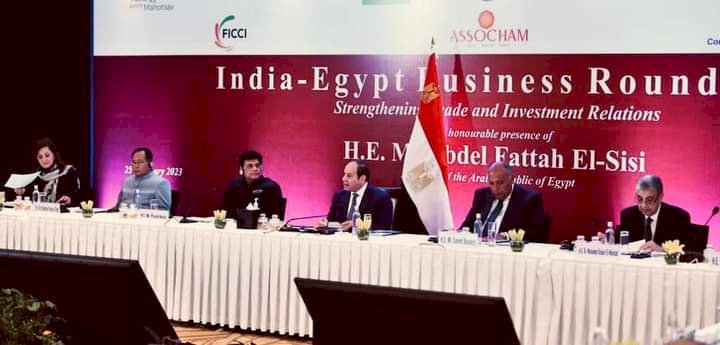 السيسى يشارك في  اجتماع موسع لرؤساء كبرى الشركات الهندية ورجال الاعمال الهنود