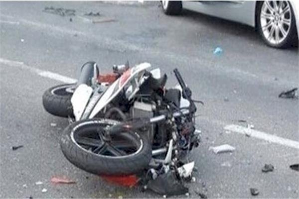 حادث تصادم سيارة ملاكى ودراجة نارية ببنها
