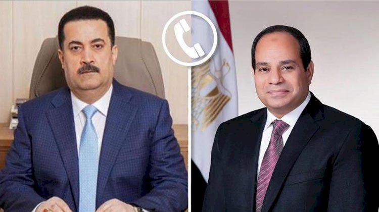 السيسي يتلقى اتصال هاتفي من رئيس وزراء العراق بشأن تطورات الأوضاع في المنطقة