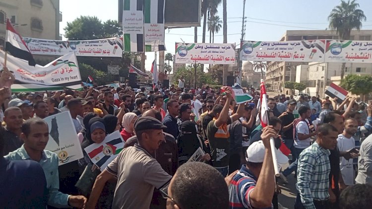 الآلاف يحتشدون فى كفر الشيخ تضامنا مع غزة ومساندة الدولة