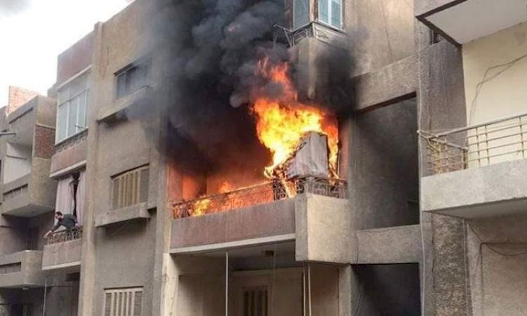 حريق شقة سكنية فى منطقة أبو النمرس
