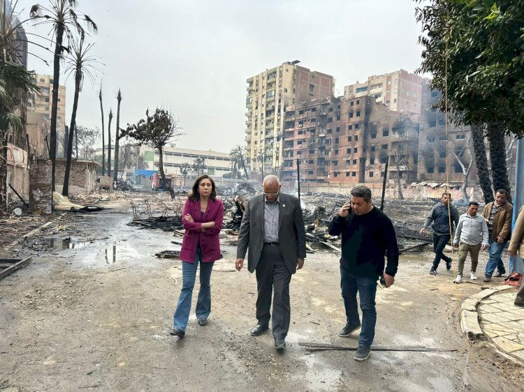 وزيرة الثقافة: تشكيل لجنة متخصصة لحصر خسائر حريق ستوديو الأهرام