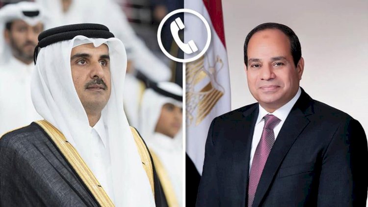 الرئيس السيسي وأمير قطر يتبادلان التهاني بحلول عيد الفطر المبارك
