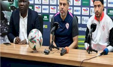 عمر جابر ومعتمد جمال فى المؤتمر الصحفى لمباراة الزمالك وشباب بلوزداد