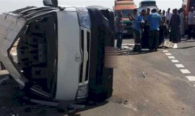 مصرع شخصين إثر انقلاب ميكروباص على طريق ميت غمر بالدقهلية