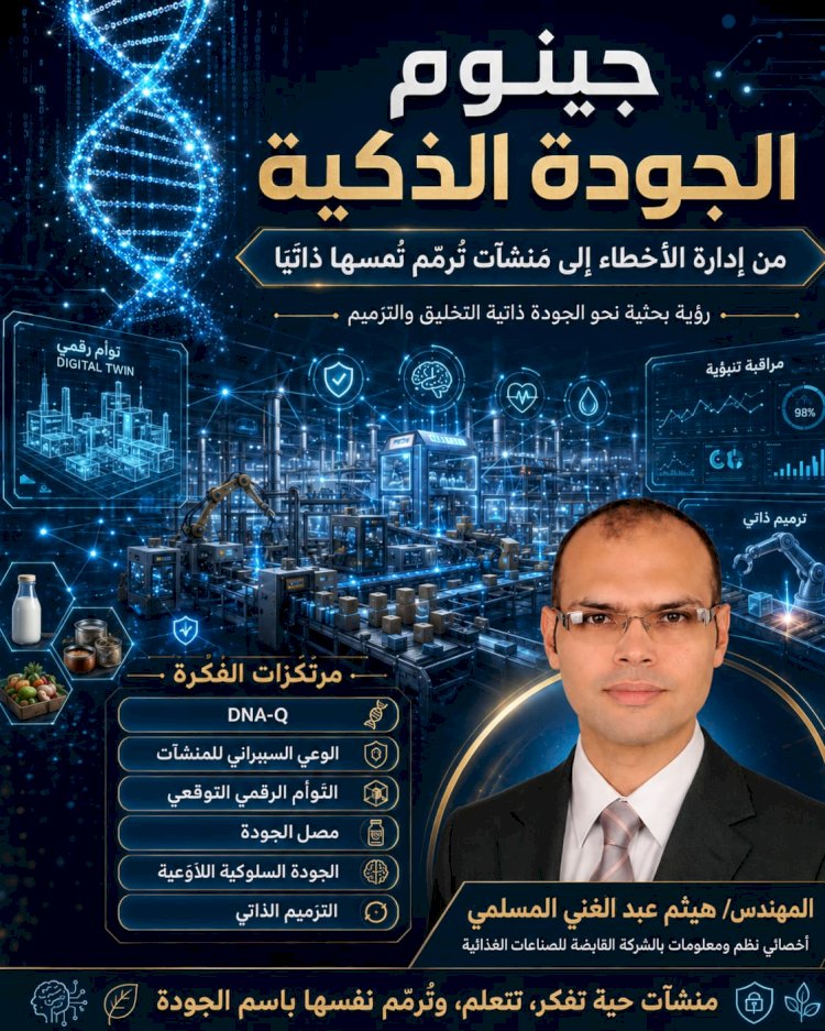 ​​«جينوم الجودة الذكية».. رؤية بحثية ثورية للمهندس هيثم المسلمي لإنشاء منشآت صناعية تُرمّم نفسها ذاتيًا