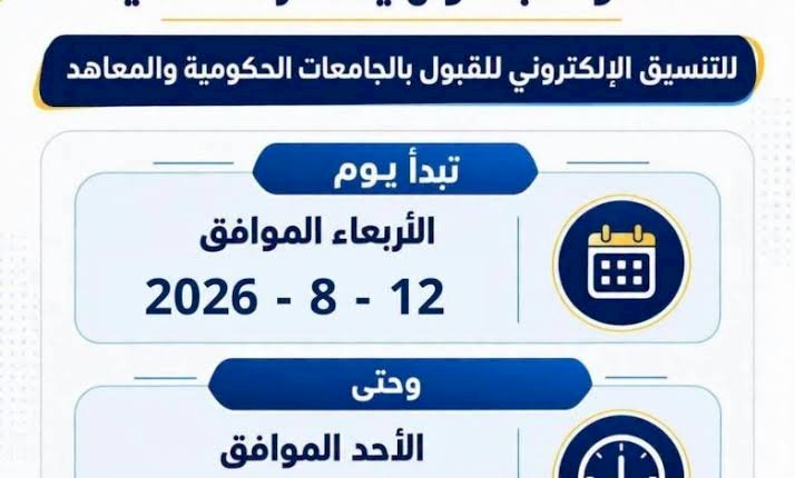 التعليم العالي: غدًا بدء تسجيل رغبات المرحلة الثانية للتنسيق الإلكتروني للقبول بالجامعات الحكومية والمعاهد لمدة 5 أيام